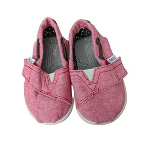 TOMS Bimini Boat Sneakers Nautical Red Chambray Canvas Beach EUC Boys Size T4